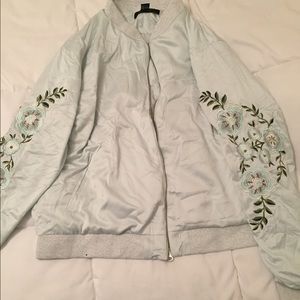 Light blue flowered bomber jacket
